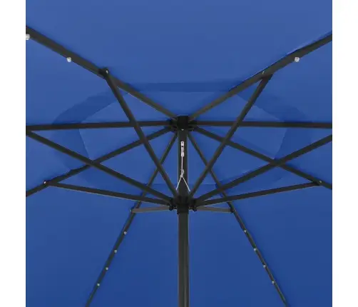 Sodo Skėtis Nuo Saulės Su Led Lemputėmis, Mėlynas, 400Cm