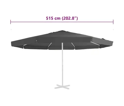 Saulessarga Rezerves Audums, 515 Cm, Antracītpelēks Vidaxl