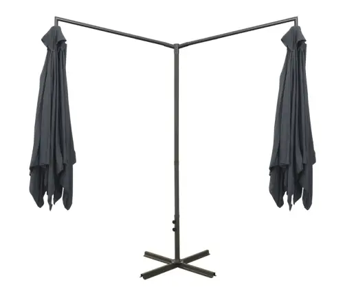 Dubultais Saulessargs Ar Tērauda Kātu, 600X300 Cm, Pelēks Vidaxl