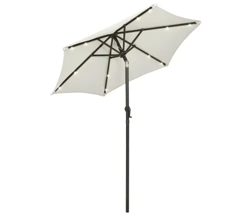 Saulessargs Ar Led Gaismām, Smilšu Krāsā, 200X211 Cm, Alumīnijs Vidaxl