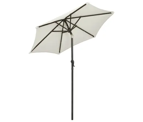 Saulessargs Ar Led Gaismām, Smilšu Krāsā, 200X211 Cm, Alumīnijs Vidaxl