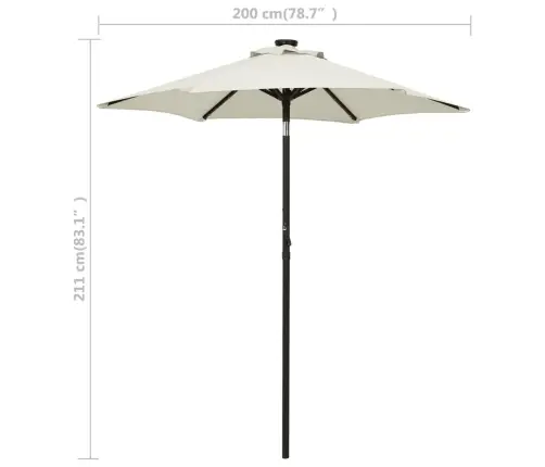 Saulessargs Ar Led Gaismām, Smilšu Krāsā, 200X211 Cm, Alumīnijs Vidaxl