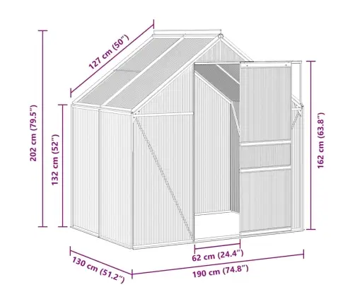 Kasvuhoone, Antratsiithall, Alumiiniumist 2,47 M²