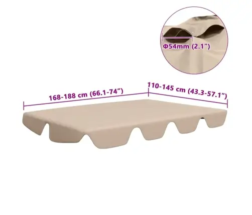 Dārza Šūpoļu Rezerves Jumtiņš, Bēšs, 188/168X145/110 Cm Vidaxl