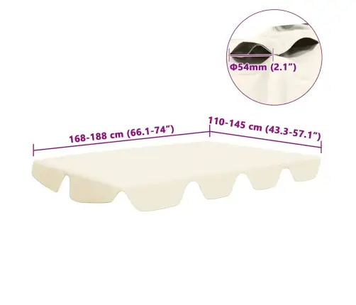 Dārza Šūpoļu Rezerves Jumtiņš, Krēmkrāsas, 188/168X145/110 Cm Vidaxl