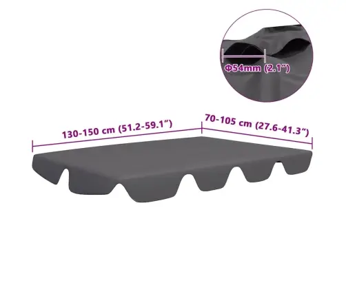 Dārza Šūpoļu Rezerves Jumtiņš, Pelēks, 150/130X105/70 Cm Vidaxl