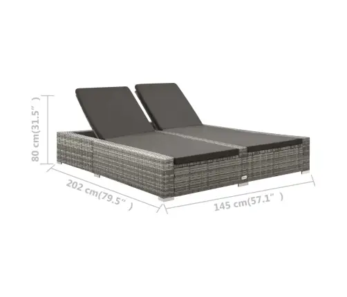 Dvivietis Saulės Gultas, Pilkos Spalvos, Poliratanas