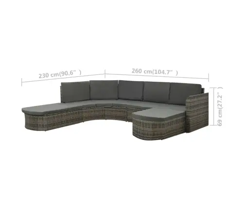 Sodo Komplektas Su Pagalvėlėmis, 4 Dalių, Pilkas, Poliratanas