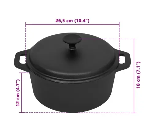 Katls, Ø26,5 Cm, Čuguns Vidaxl