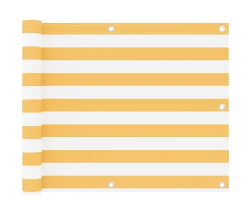 Balkona Aizslietnis, 75X500 Cm, Balts Un Dzeltens Audums Vidaxl