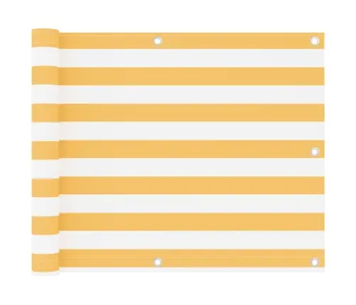 Balkona Aizslietnis, 75X600 Cm, Balts Un Dzeltens Audums Vidaxl