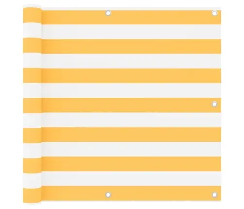 Balkona Aizslietnis, 90X400 Cm, Balts Un Dzeltens Audums Vidaxl