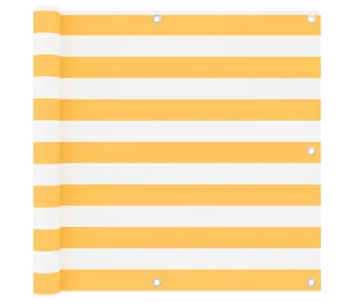 Balkona Aizslietnis, 90X500 Cm, Balts Un Dzeltens Audums Vidaxl