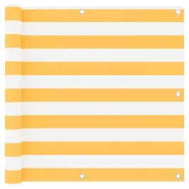 Balkona Aizslietnis, 90X600 Cm, Balts Un Dzeltens Audums Vidaxl