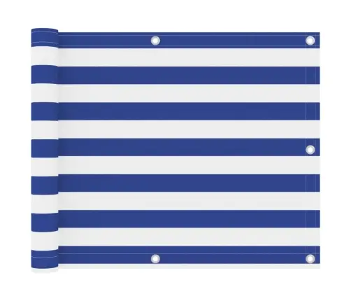 Balkona Aizslietnis, 75X600 Cm, Balts Un Zils Oksforda Audums Vidaxl