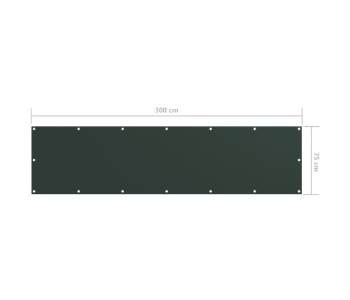 Balkona Aizslietnis, 75X300 Cm, Tumši Zaļš Oksforda Audums Vidaxl