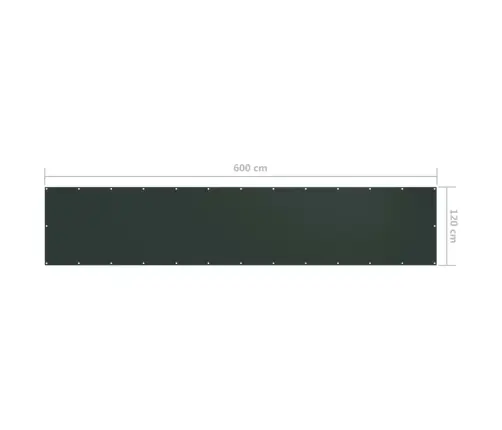 Balkona Aizslietnis, 120X600 Cm, Tumši Zaļš Oksforda Audums Vidaxl