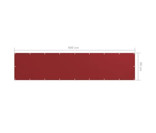 Balkona Aizslietnis, 90X400 Cm, Sarkans Audums Vidaxl