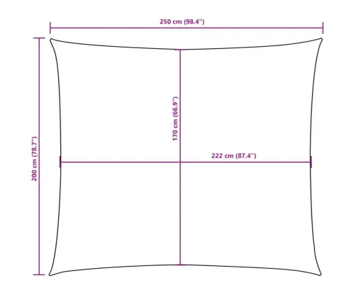 Oxford-Kangast Päikesepuri, Ristkülik, 2X2,5 M, Antratsiithall