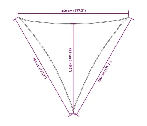 Uždanga Nuo Saulės, Antracito, 4,5X4,5X4,5M, Oksfordo Audinys Uždanga Nuo Saulės, Antracito, 4,5X4,5X4,5M, Oksfordo Audinys
