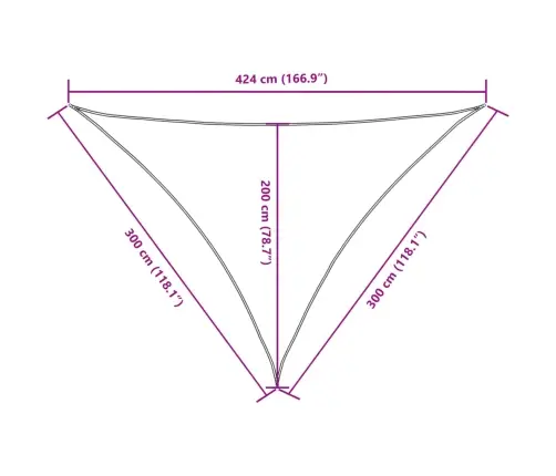 Saulessargs, 3X3X4,24 M, Trijstūra Forma, Bēšs Oksforda Audums Vidaxl Saulessargs, 3X3X4,24 M, Trijstūra Forma, Bēšs Oksforda Audums Vidaxl