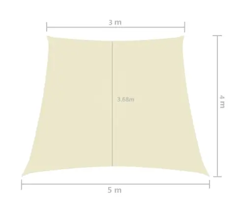 Saulessargs, 3/5X4 M, Trapeces Forma, Krēmkrāsas Audums Vidaxl