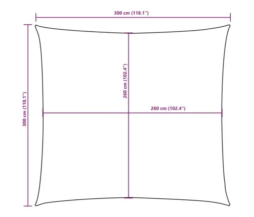 Uždanga Nuo Saulės, Balta, 3X3M, Oksfordo Audinys, Kvadratinė