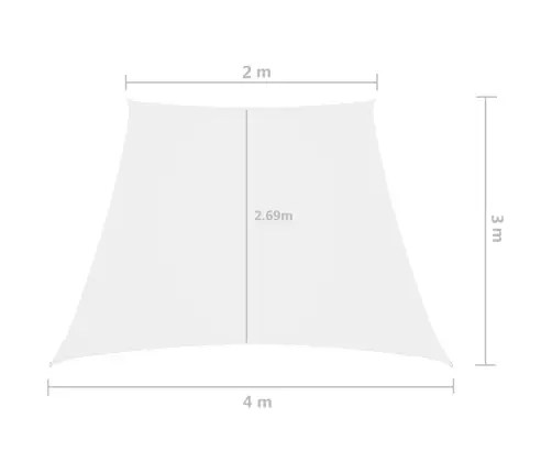 Saulessargs, 2/4X3 M, Trapeces Forma, Balts Oksforda Audums Vidaxl