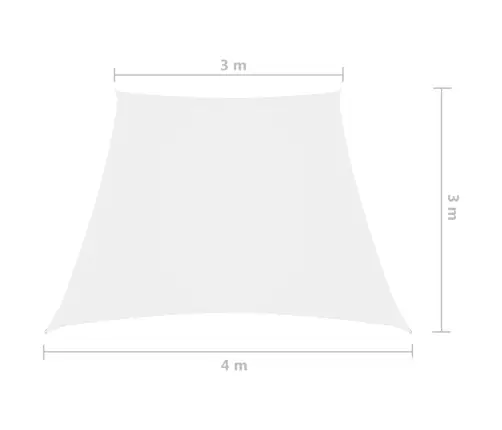 Saulessargs, 3/4X3 M, Trapeces Forma, Balts Oksforda Audums Vidaxl