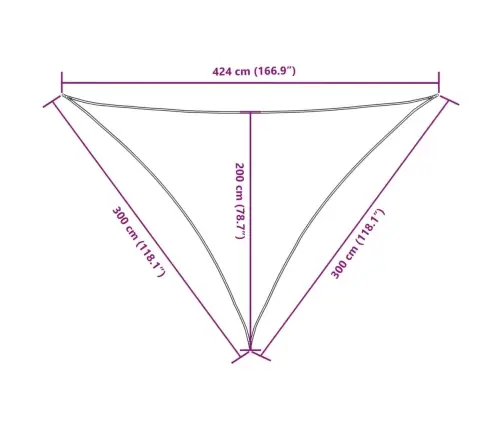 Saulessargs, 3X3X4,24 M, Trijstūra, Sarkans Oksforda Audums Vidaxl