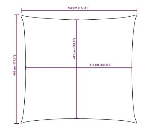 Päikesepuri, Oxford-Kangast, Kandiline, 4,5 X 4,5 M, Oranž