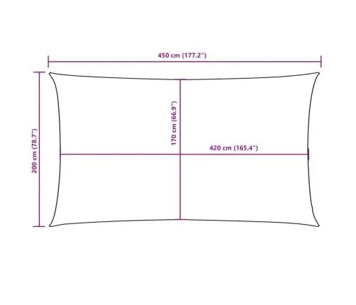 Oxford-Kangast Päikesepuri, Ristkülik, 2 X 4,5 M, Pruun