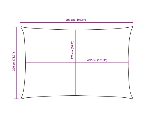 Saulessargs, Taisnstūra Forma, 2X5 M, Brūns Oksforda Audums Vidaxl
