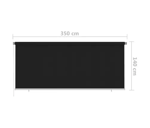 Āra Ruļļu Žalūzijas, 350X140 Cm, Melnas Vidaxl