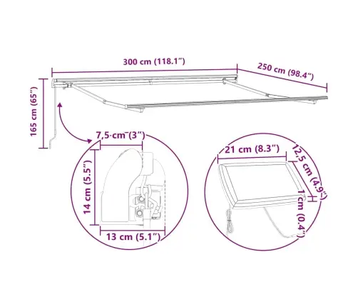 Markizės Rėmas Balta 300 X 250 Cm Aliuminis