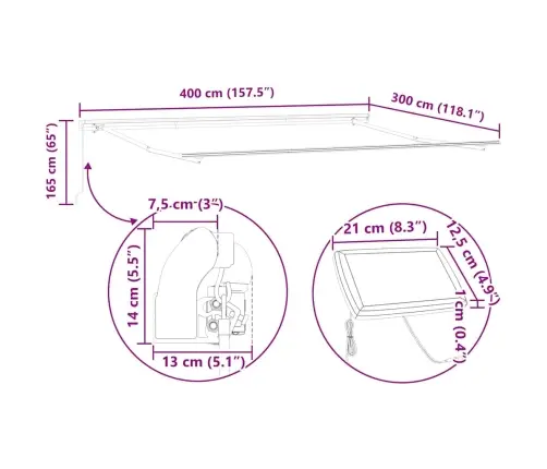 Kailastud Raam Led -Ribatuledega Valge 400 × 300 Cm Alumiinium