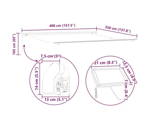 Markīze Ar Manuāls Antracīts 4 × 3,5 M Metāla