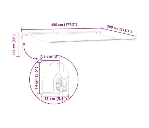 Markīze Manuāls Antracīts 4,5 × 3 M Metāla