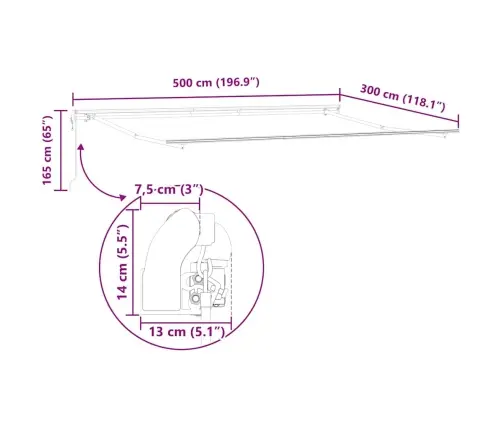 Markīze Manuāls Antracīts 5 X 3 M Metāla