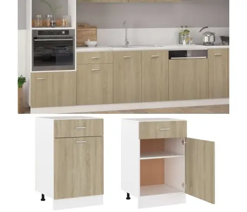 Sahtlitega Alumine Kapp "Lyon", Sonoma Tamm, 50 X 46 X 81,5 cm Töödeldud Puit