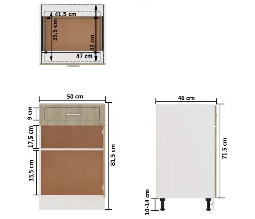 Sahtlitega Alumine Kapp "Lyon", Sonoma Tamm, 50 X 46 X 81,5 cm Töödeldud Puit