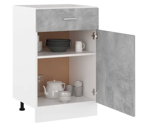 Sahtlitega Alumine Kapp "Lyon", Betoonhall, 50 X 46 X 81,5 cm Töödeldud Puit