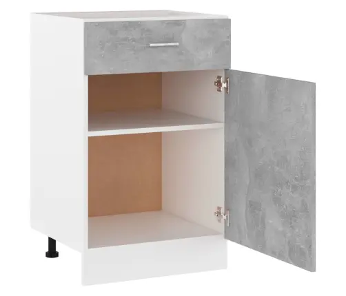 Sahtlitega Alumine Kapp "Lyon", Betoonhall, 50 X 46 X 81,5 cm Töödeldud Puit