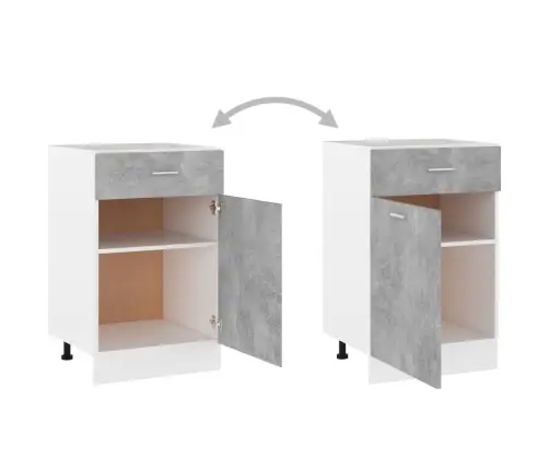 Sahtlitega Alumine Kapp "Lyon", Betoonhall, 50 X 46 X 81,5 cm Töödeldud Puit