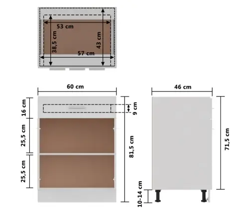 Apatinė Spintelė Su Stalčiumi,  “Lyon”,  Balta,  60X46X81, 5Cm