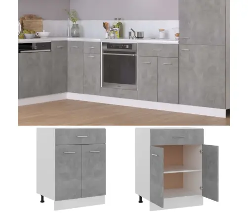 Apakšējais Skapītis Ar Atvilktnēm, Betonpelēks, 60X46X81,5 Cm Vidaxl