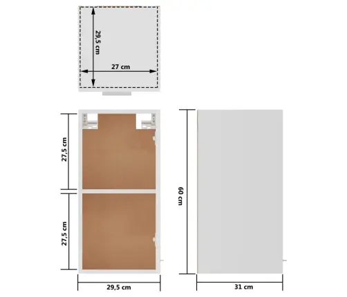 Pakabinama Spintelė,  “Lyon”,  Balta,  29, 5X31X60Cm