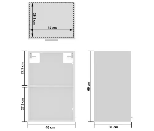 Pakabinama Stiklinė Spintelė,  “Lyon”,  Balta,  40X31X60Cm