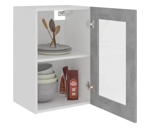 Pakabinama Stiklinė Spintelė,  “Lyon”,  Betono Pilka,  40X31X60Cm