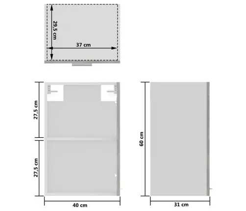 Pakabinama Stiklinė Spintelė,  “Lyon”,  Betono Pilka,  40X31X60Cm